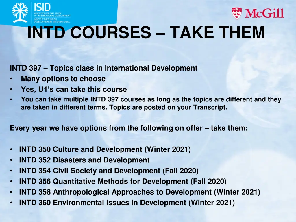 intd courses take them