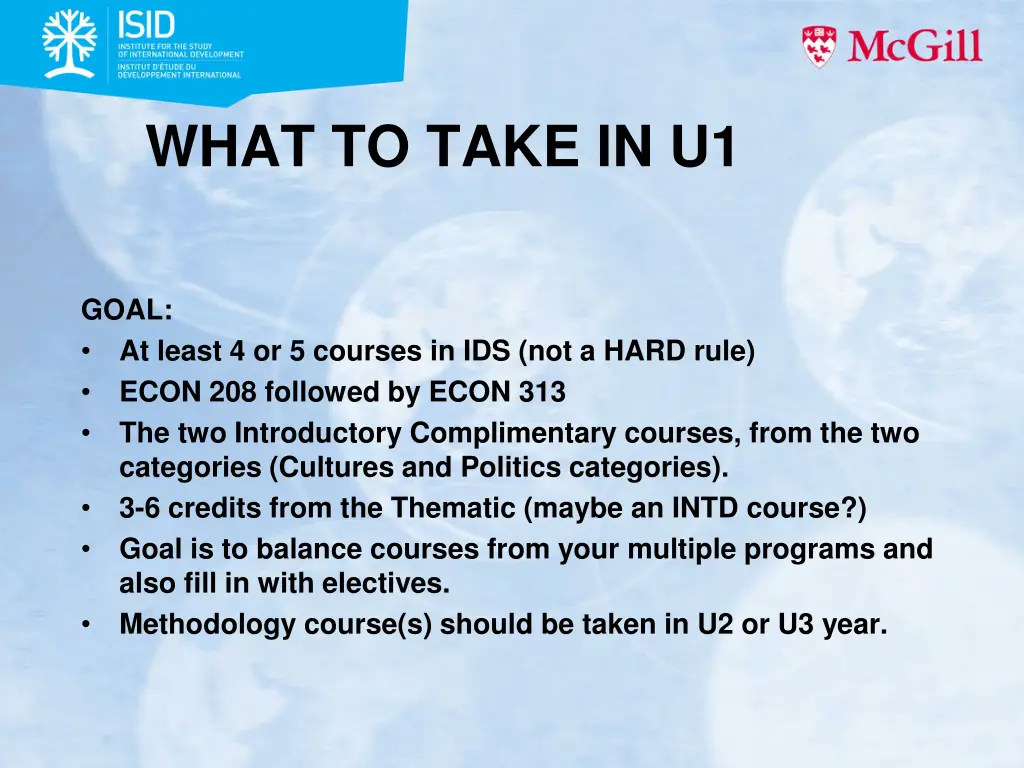 what to take in u1