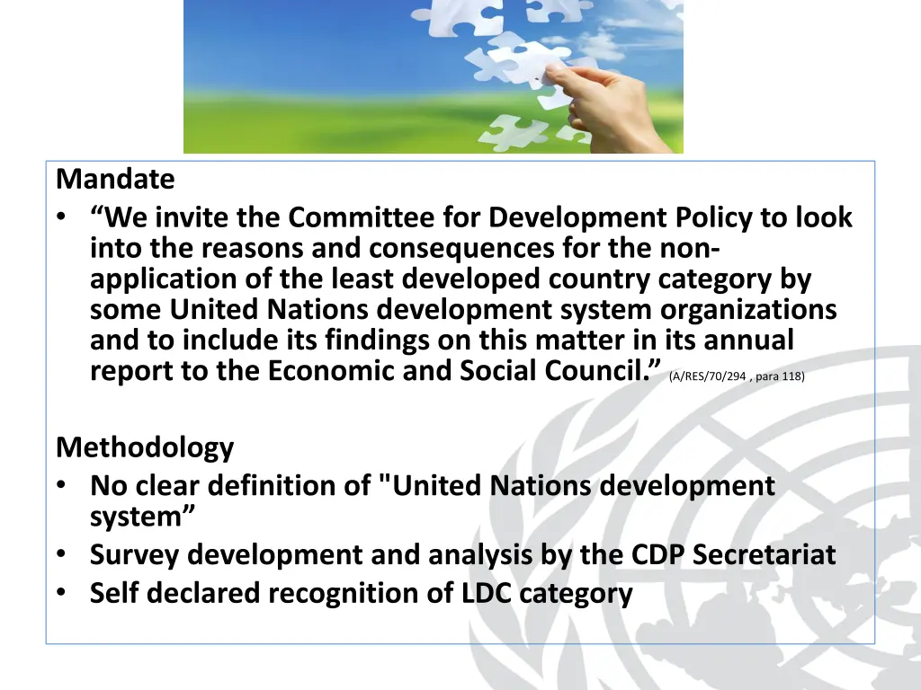 mandate we invite the committee for development
