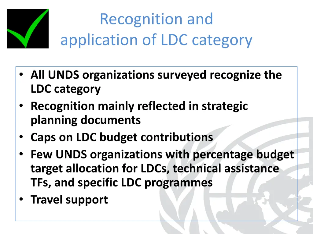 recognition and application of ldc category