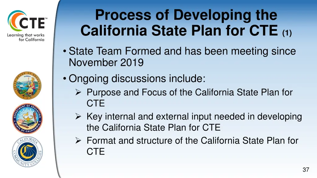 process of developing the california state plan