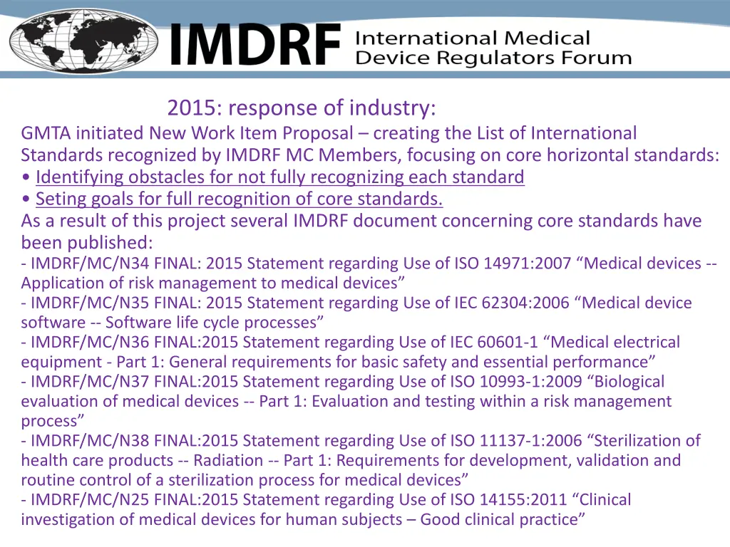 2015 response of industry