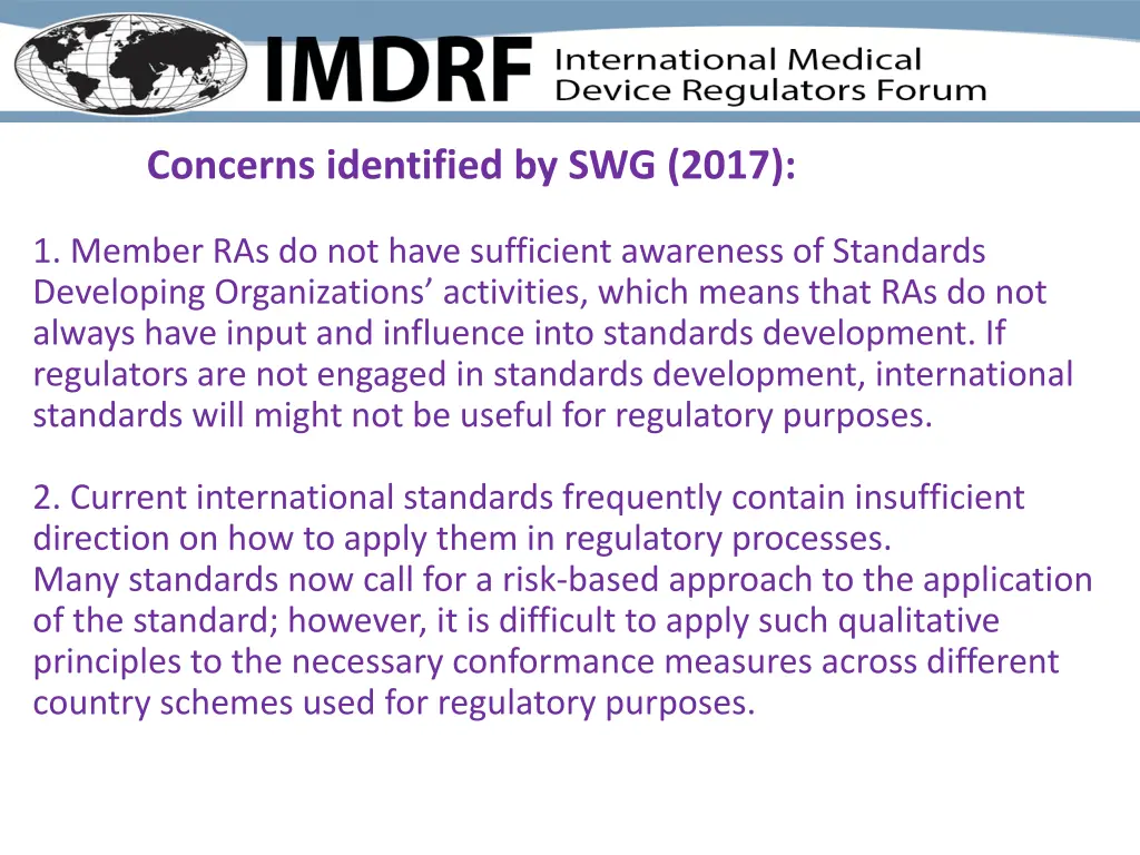 concerns identified by swg 2017