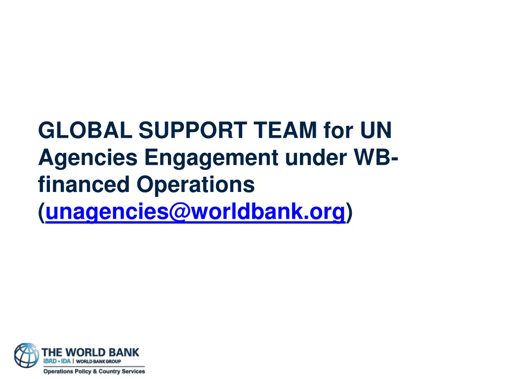 global support team for un agencies engagement