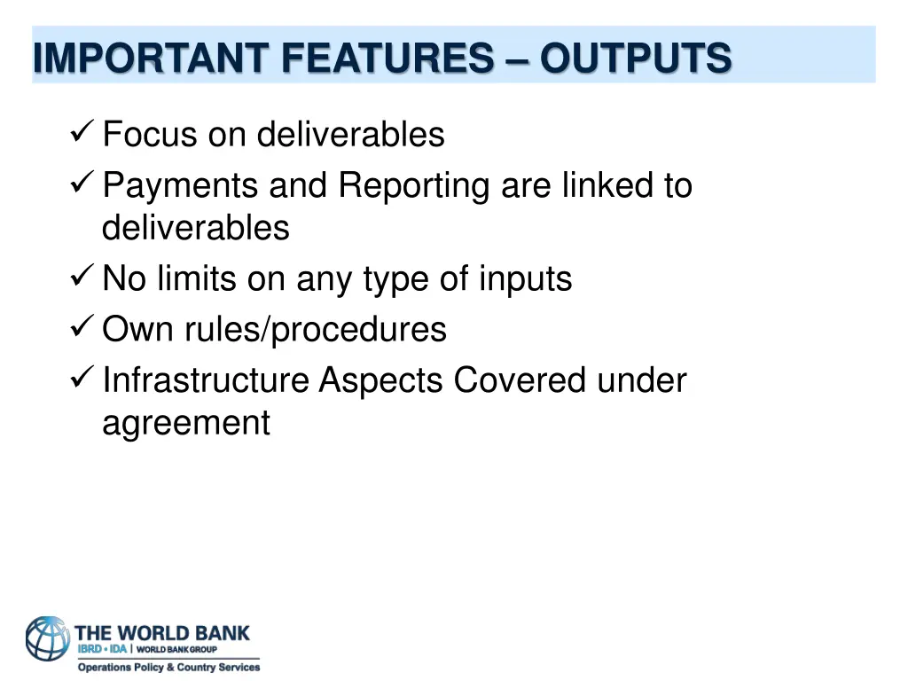 important features outputs