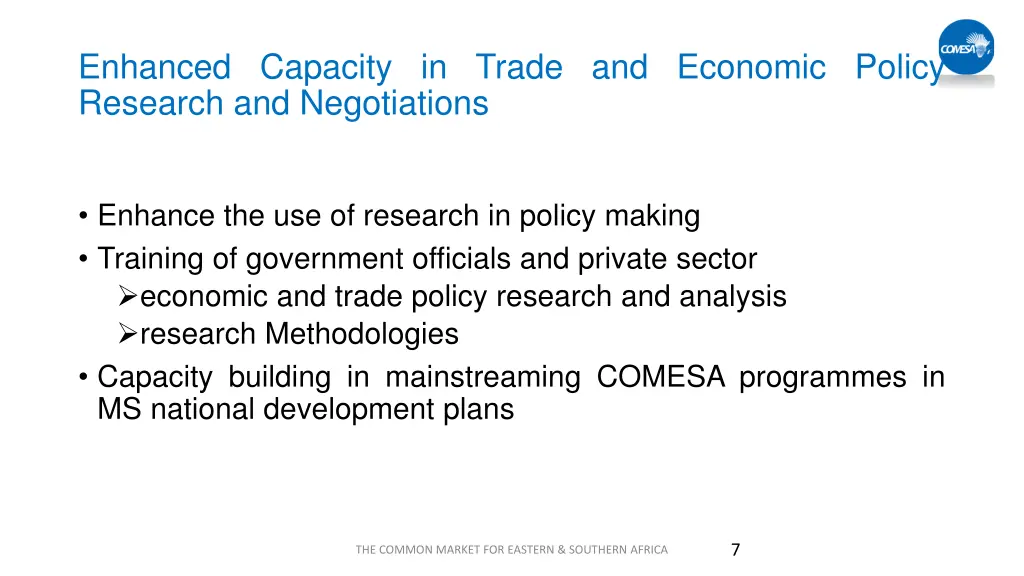 enhanced capacity in trade and economic policy