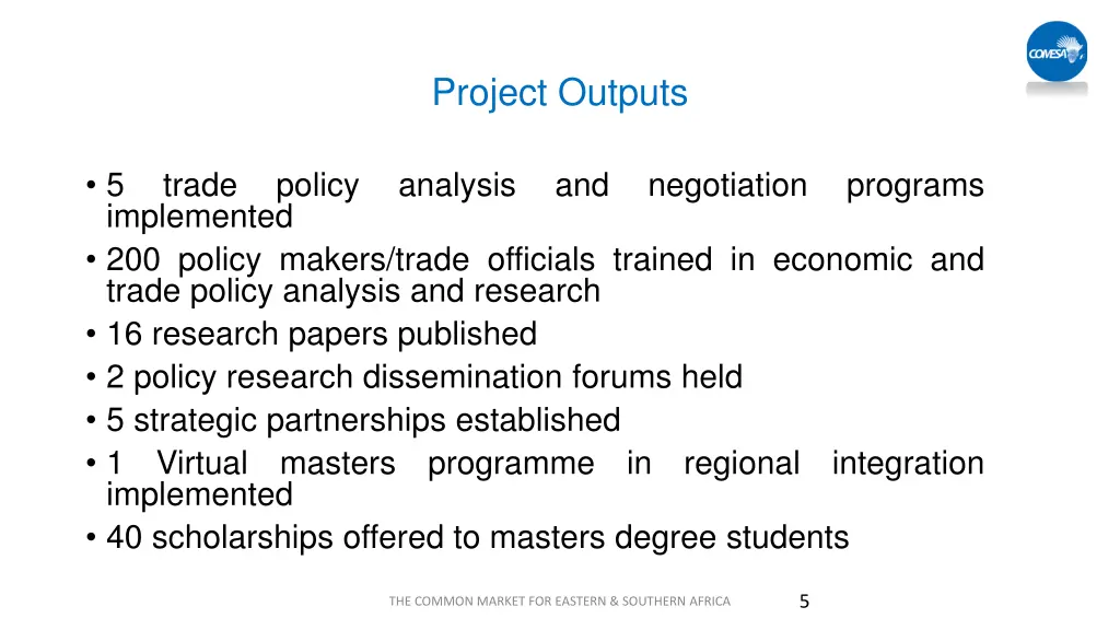 project outputs