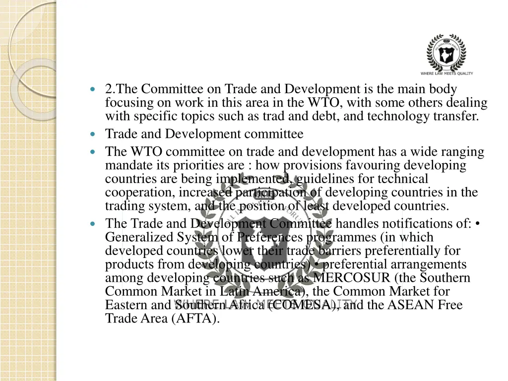 2 the committee on trade and development