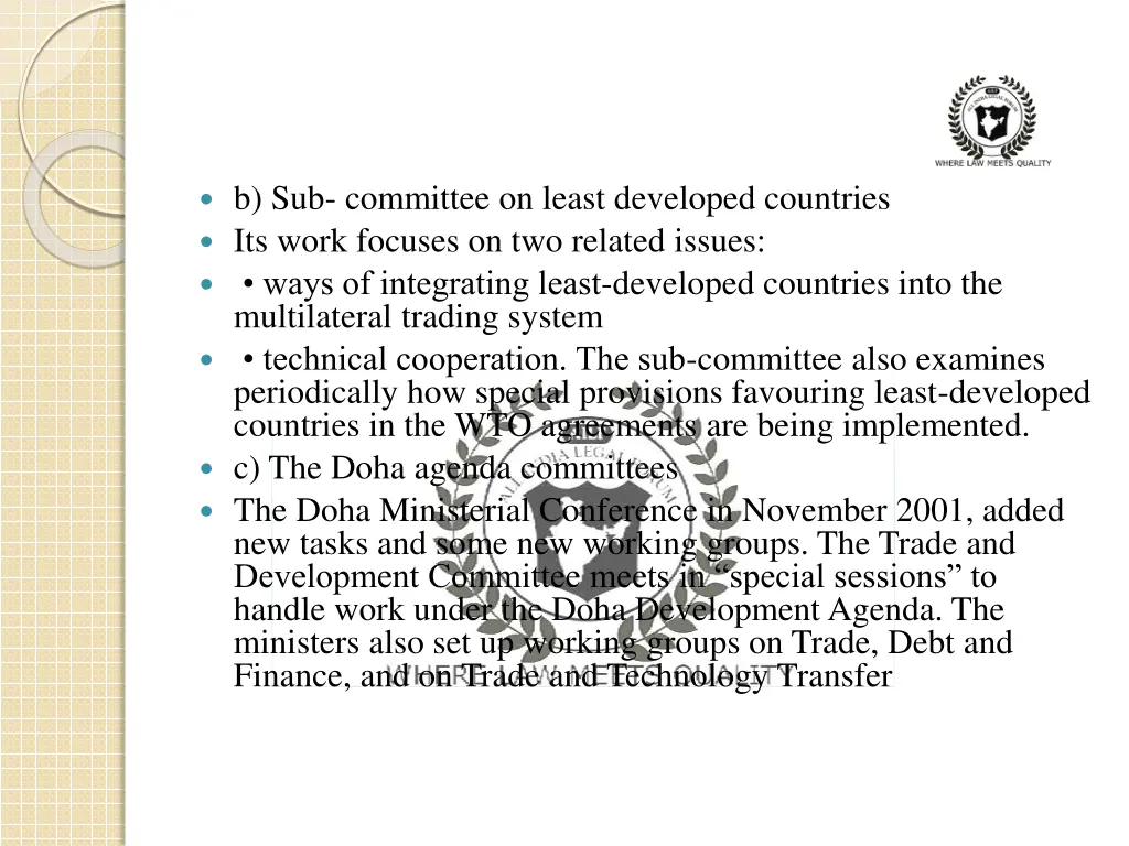 b sub committee on least developed countries