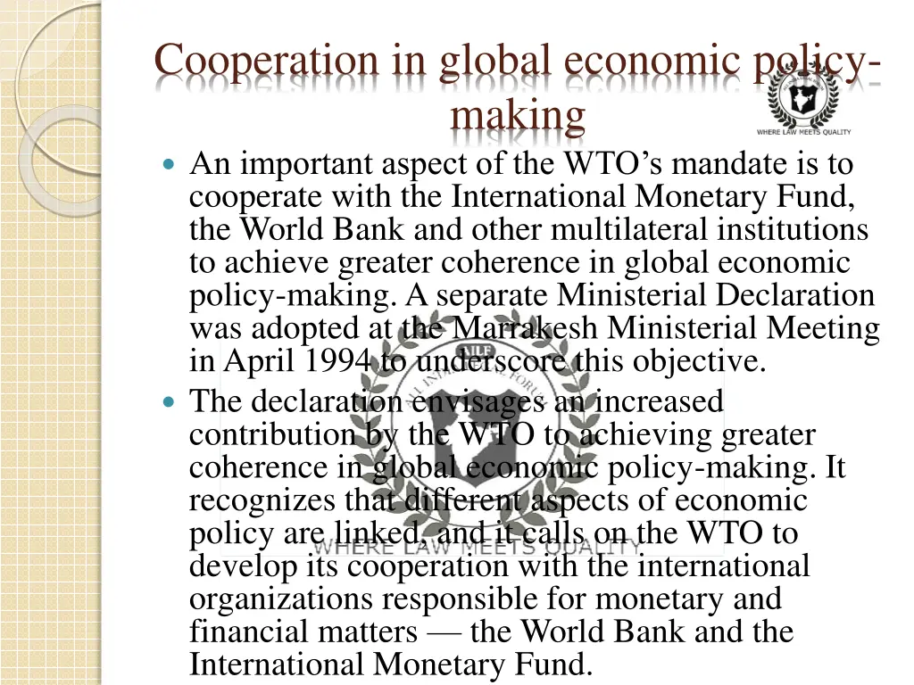 cooperation in global economic policy making