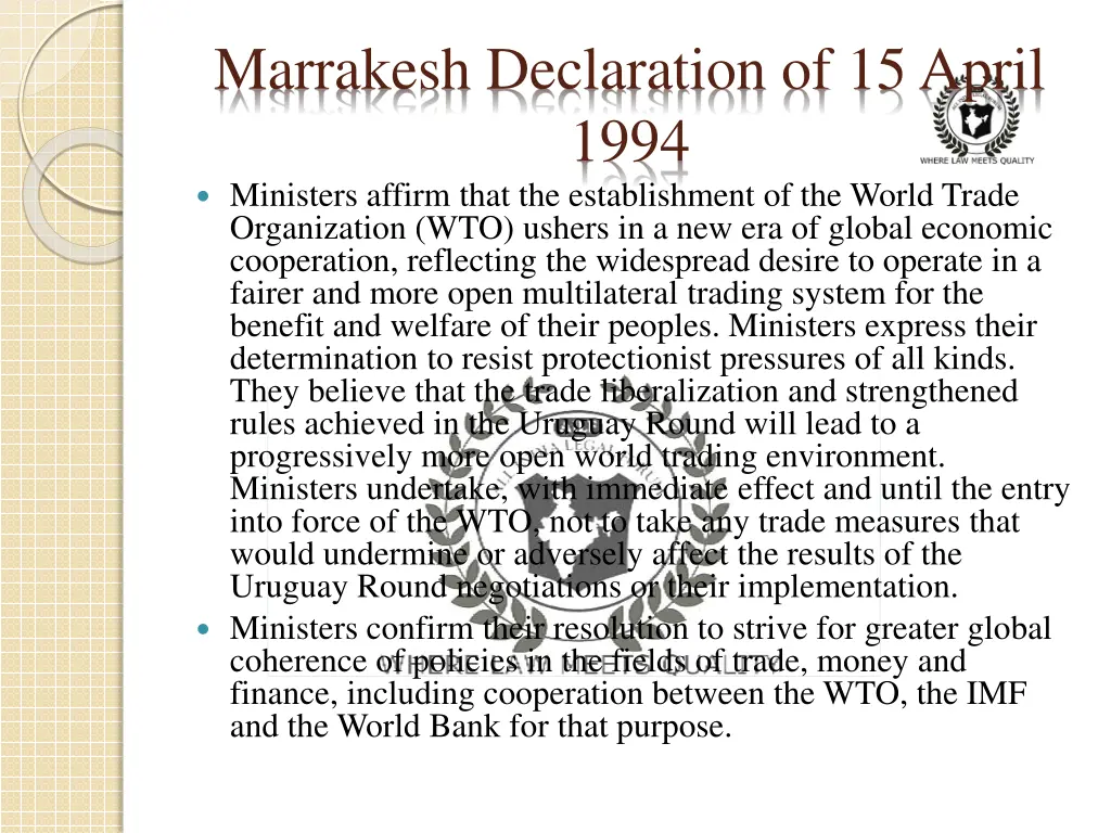 marrakesh declaration of 15 april 1994 ministers