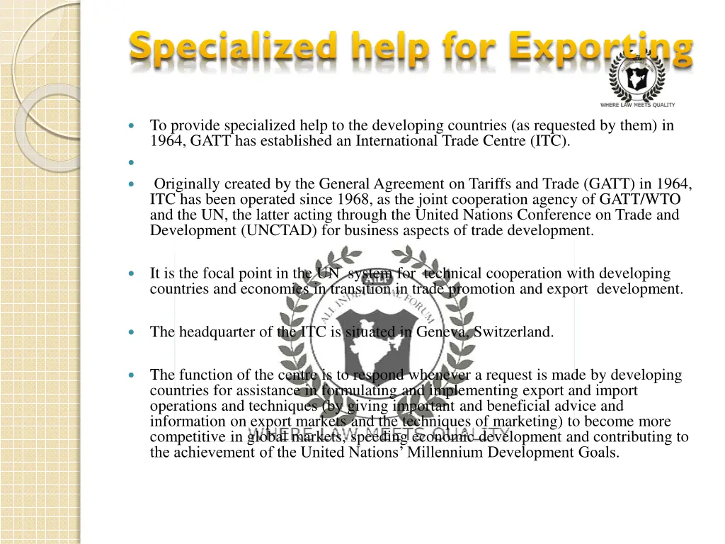 specialized help for exporting