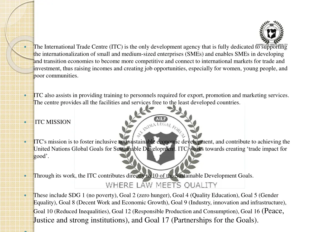 the international trade centre itc is the only