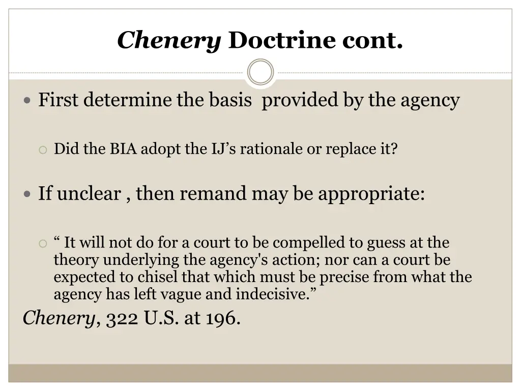 chenery doctrine cont