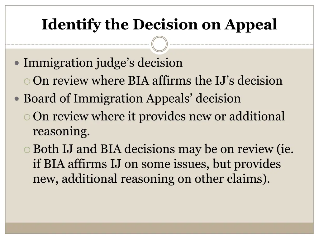 identify the decision on appeal