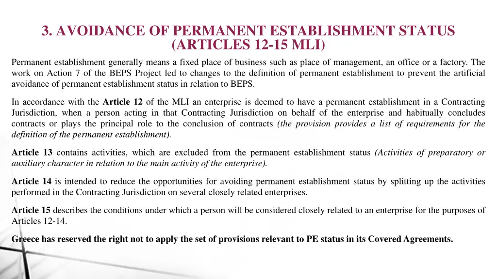 3 avoidance of permanent establishment status