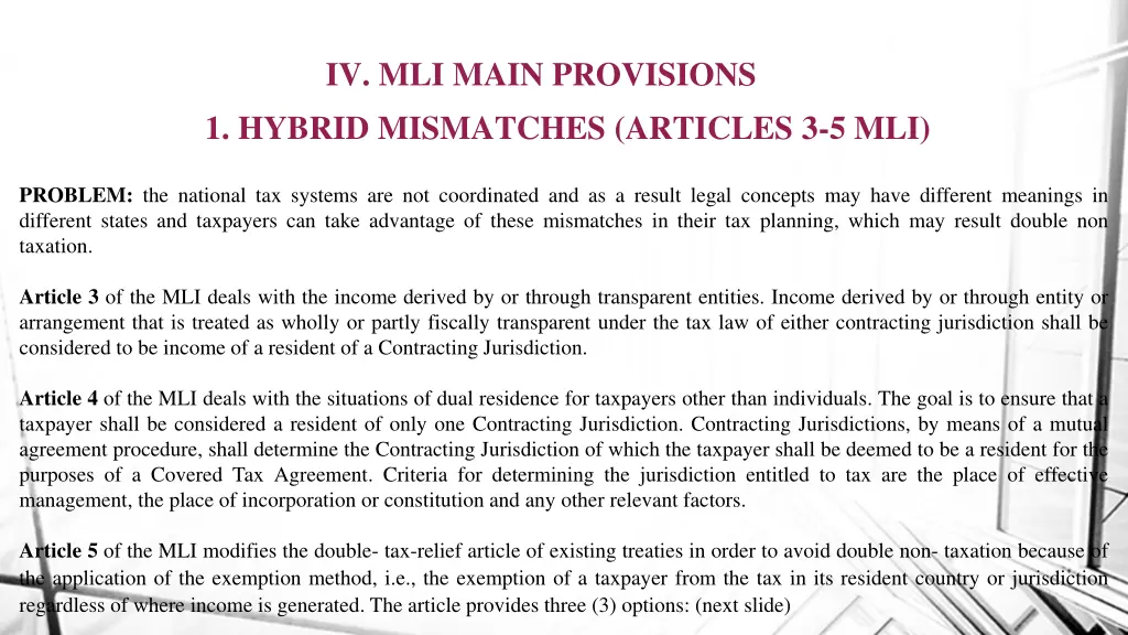 iv mli main provisions 1 hybrid mismatches