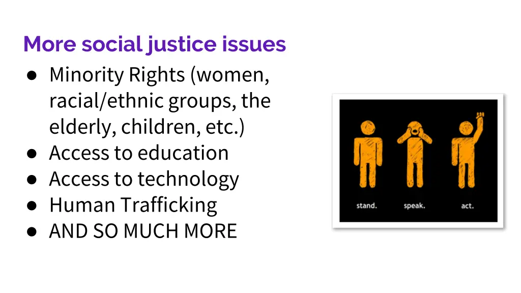 more social justice issues minority rights women