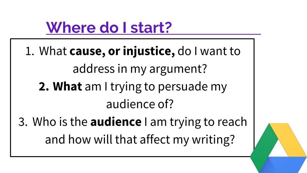 where do i start 1 what cause or injustice