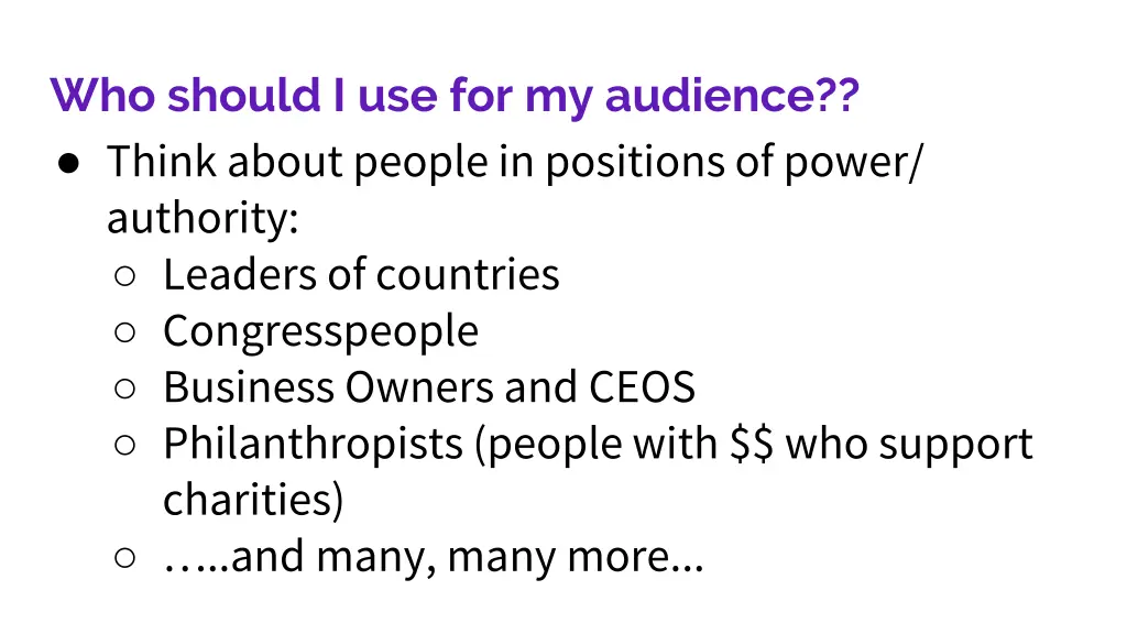 who should i use for my audience think about