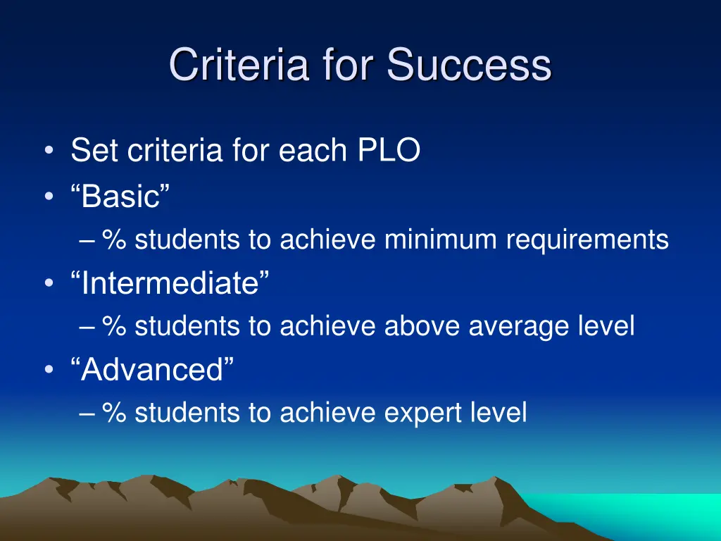 criteria for success