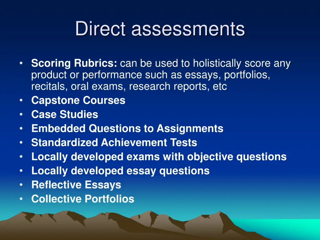 direct assessments