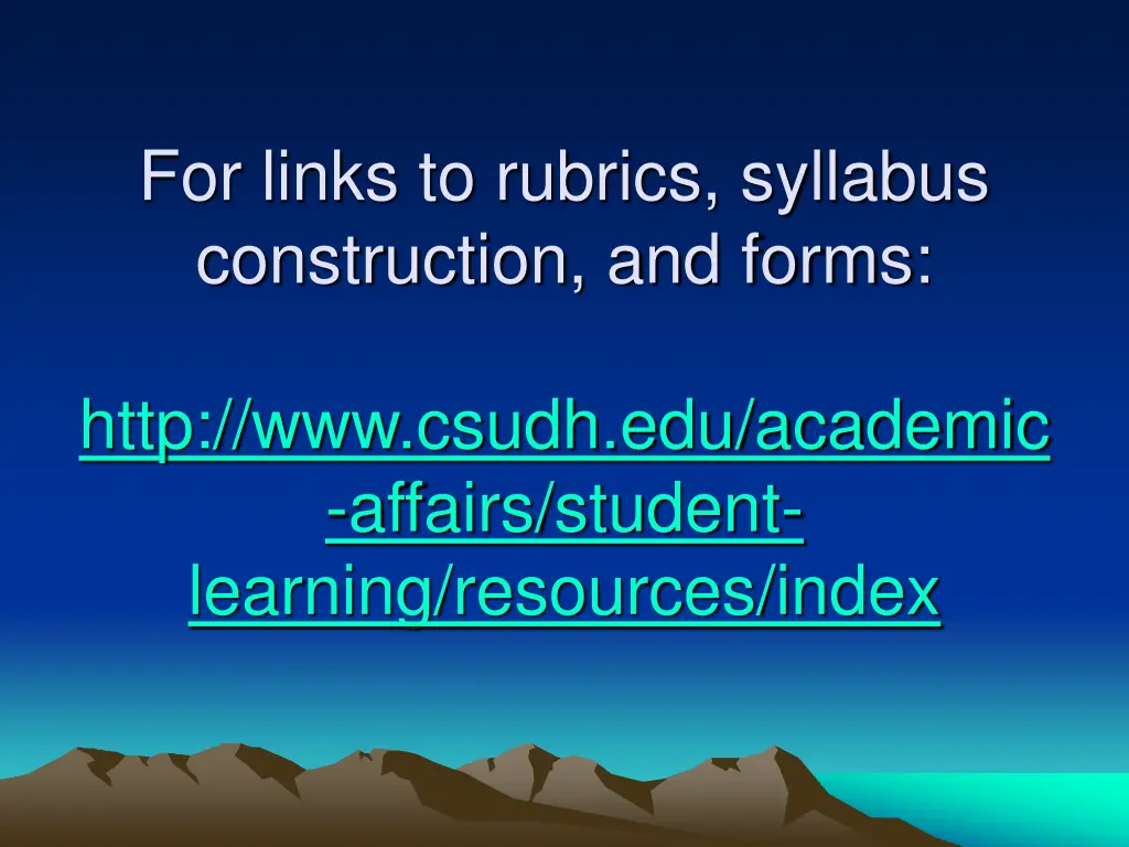 for links to rubrics syllabus construction