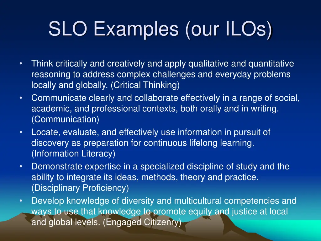 slo examples our ilos