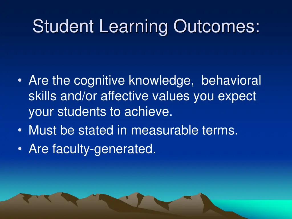 student learning outcomes