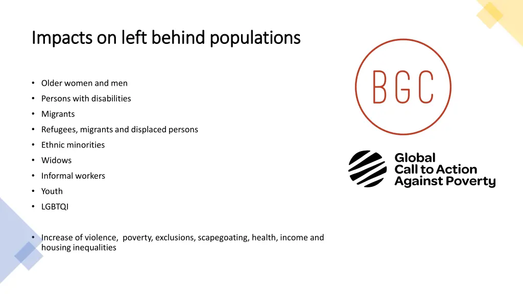 impacts on left behind populations impacts
