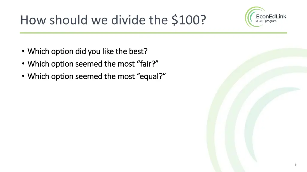 how should we divide the 100 1