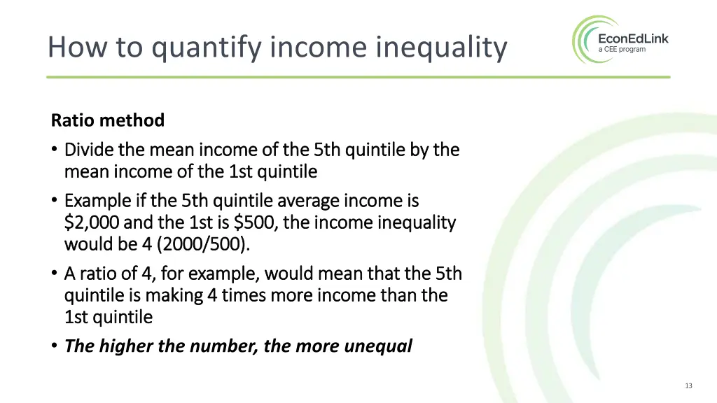 how to quantify income inequality