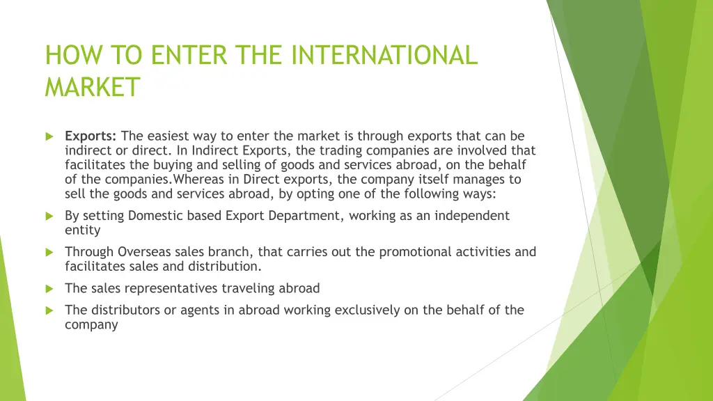 how to enter the international market