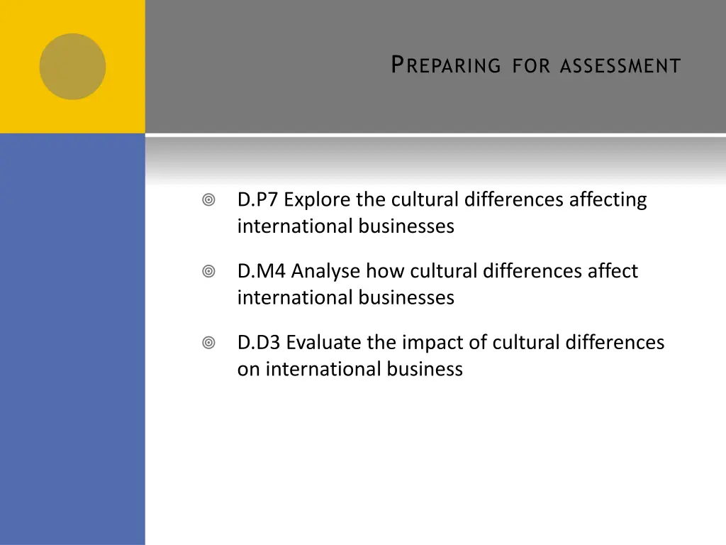 p reparing for assessment