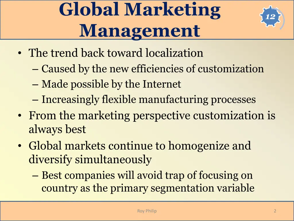 global marketing management the trend back toward