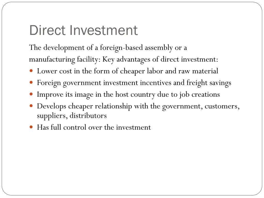 direct investment