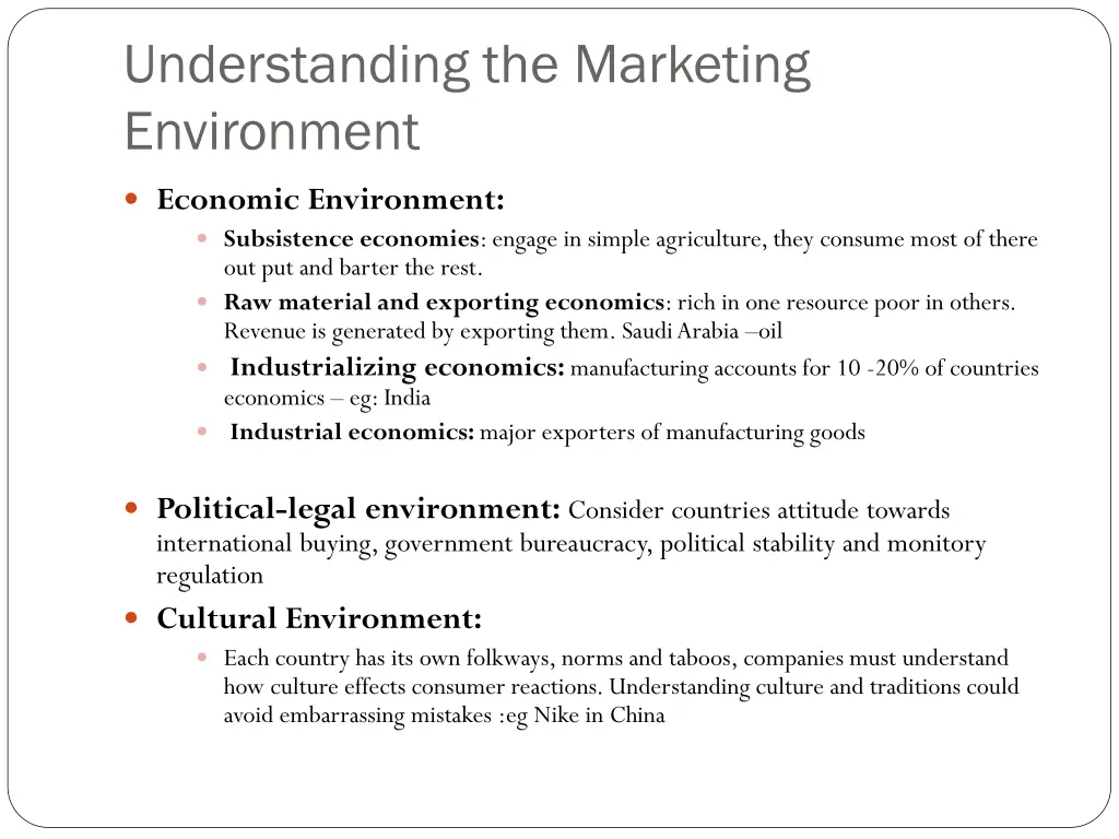 understanding the marketing environment