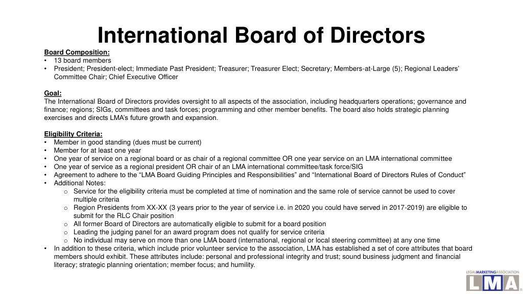 international board of directors board