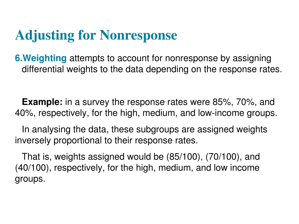 adjusting for nonresponse 2