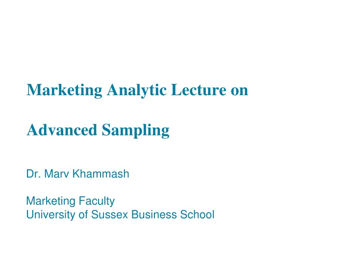 marketing analytic lecture on