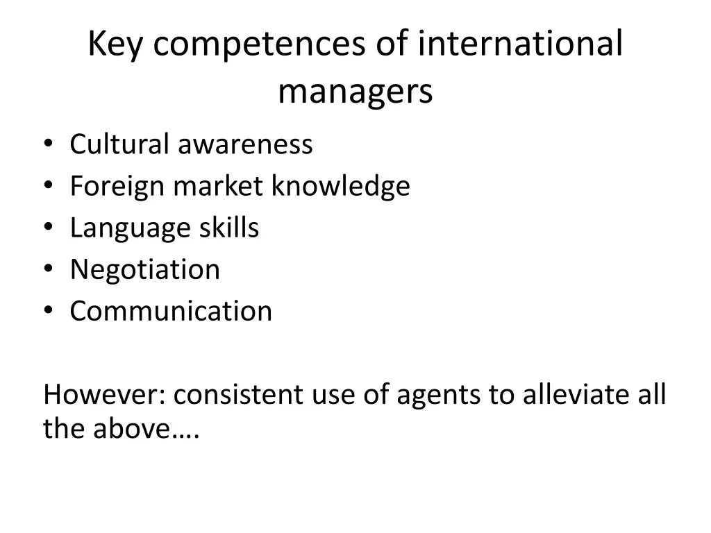 key competences of international managers