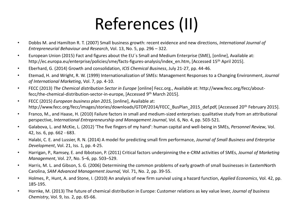 references ii