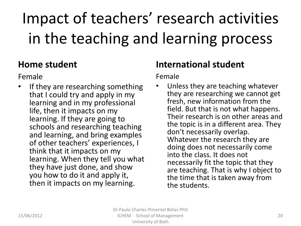 impact of teachers research activities 1