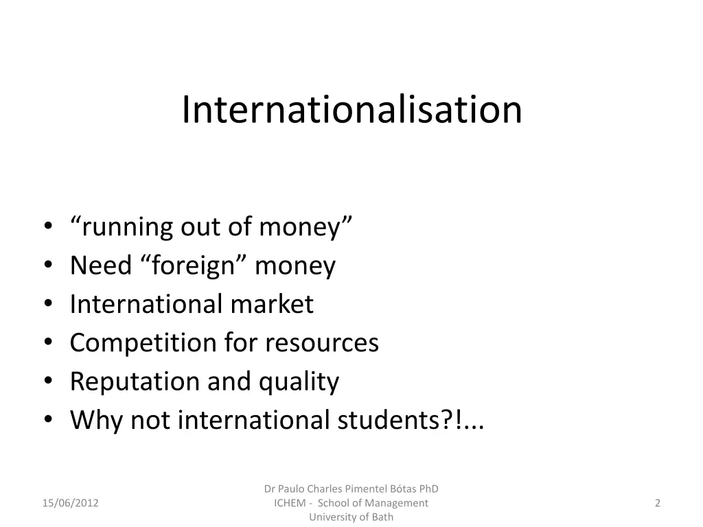 internationalisation