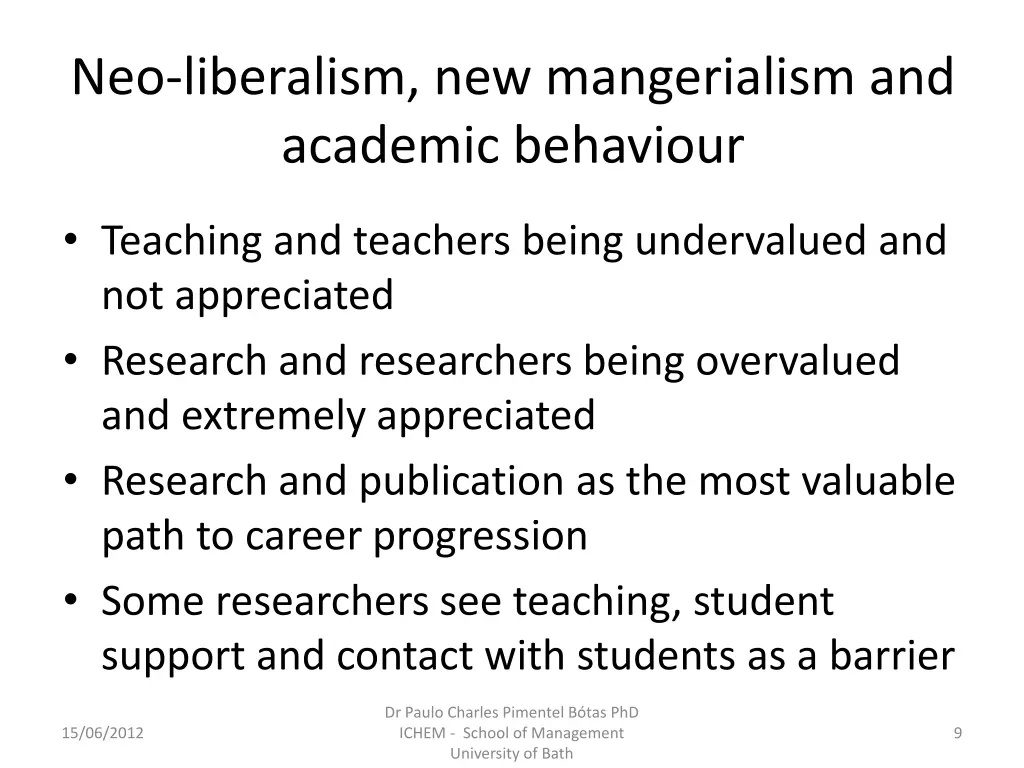 neo liberalism new mangerialism and academic