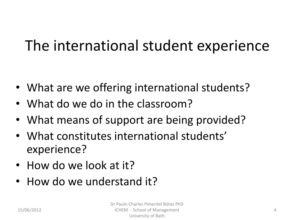 the international student experience