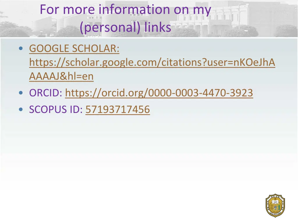 for more information on my personal links