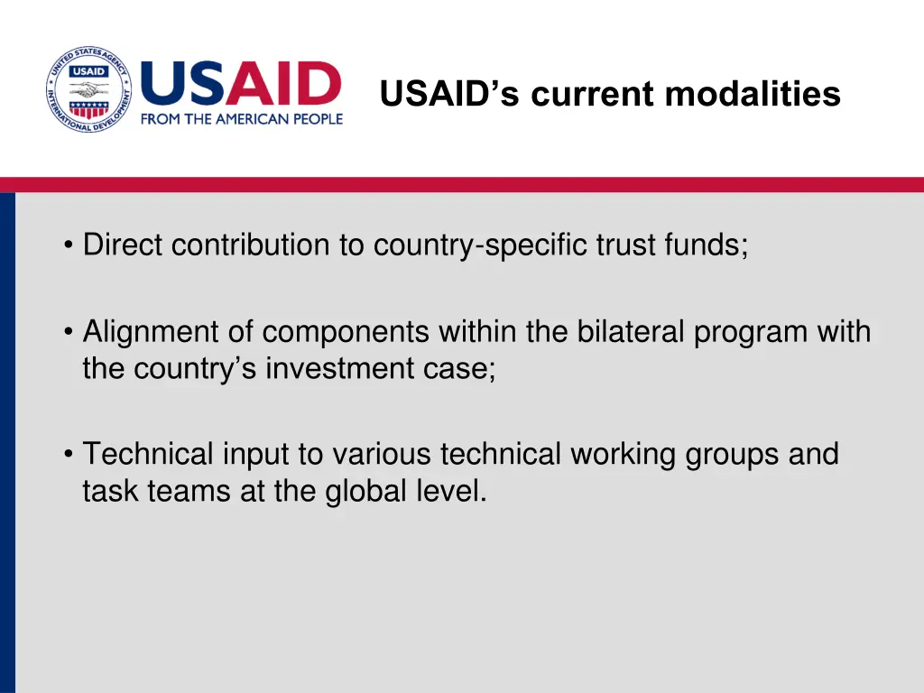 usaid s current modalities