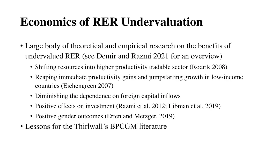 economics of rer undervaluation