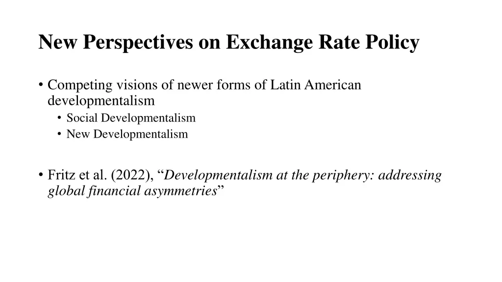 new perspectives on exchange rate policy
